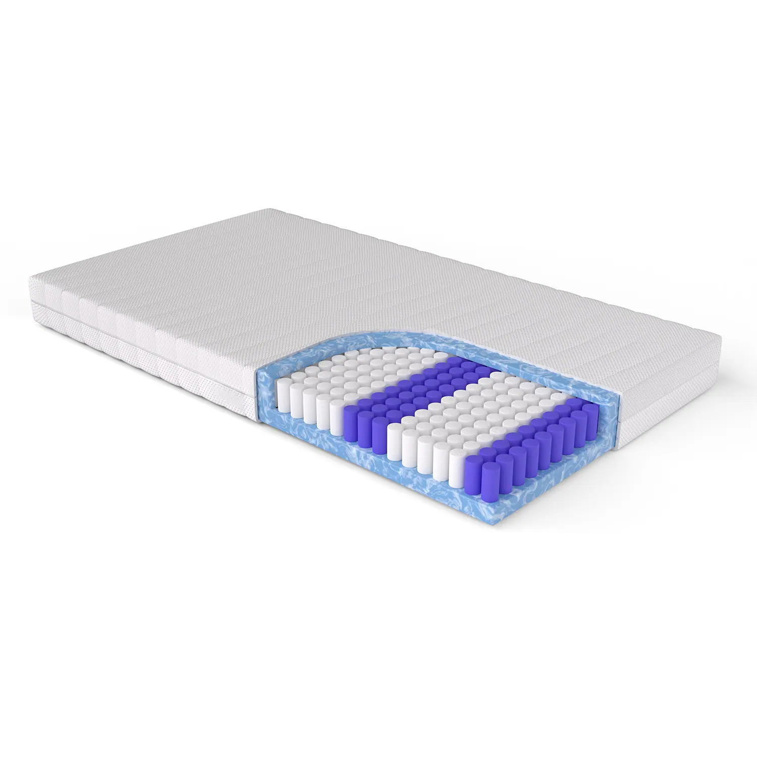 Orion pocketveringmatras met doorsnede van de pocketveren en koudschuim rand